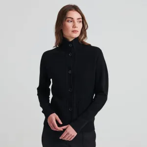 Patrick Assaraf Merino Button Front Milano Jacket - Black