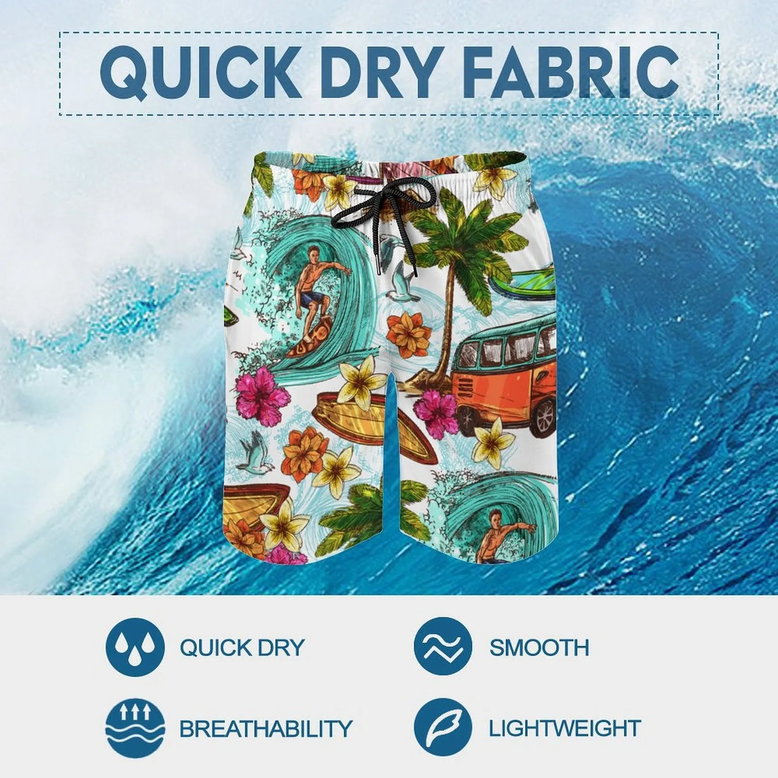 Personalized Men's Swim Trunks Quick Dry Beach Shorts Mesh Lining Swimwear Bathing Suits with Pockets