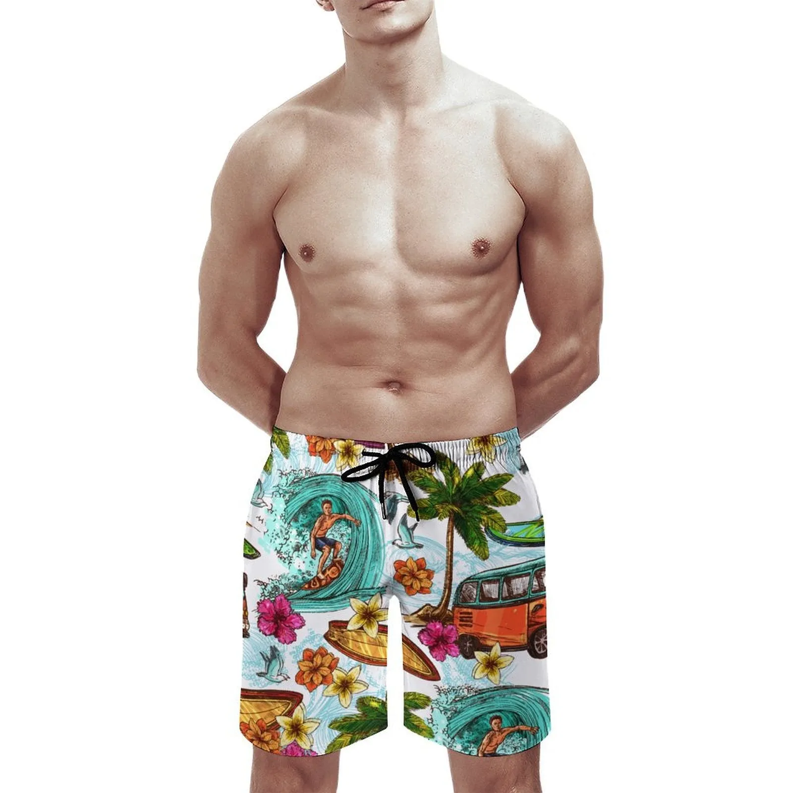 Personalized Men's Swim Trunks Quick Dry Beach Shorts Mesh Lining Swimwear Bathing Suits with Pockets