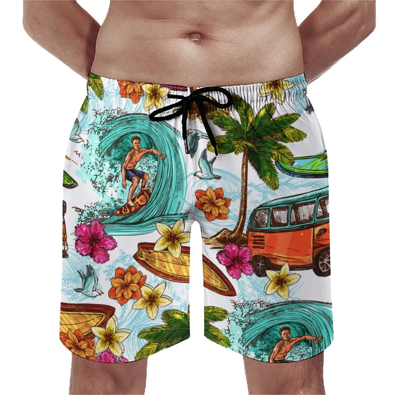 Personalized Men's Swim Trunks Quick Dry Beach Shorts Mesh Lining Swimwear Bathing Suits with Pockets
