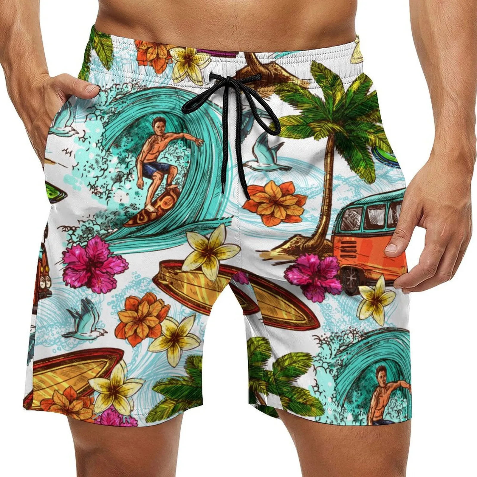 Personalized Men's Swim Trunks Quick Dry Beach Shorts Mesh Lining Swimwear Bathing Suits with Pockets