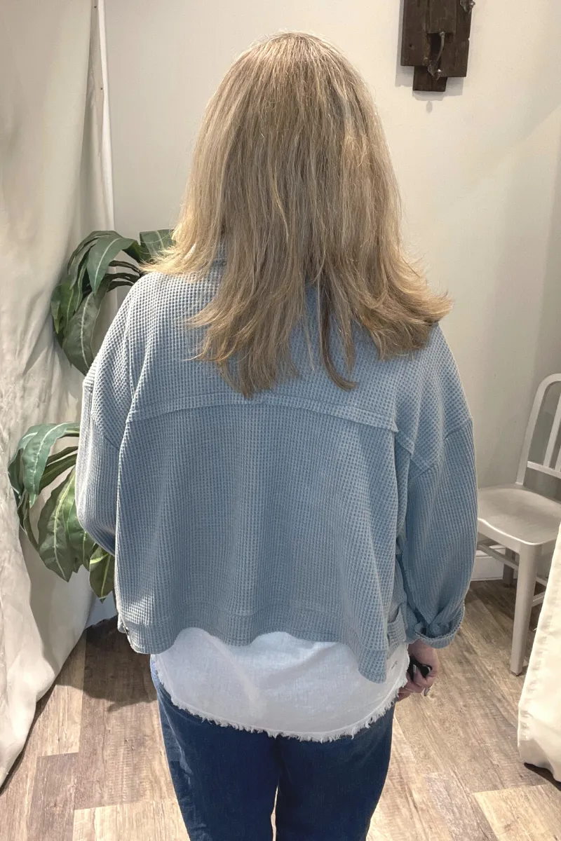 POL Lightweight Oversized Waffle Knit Jacket