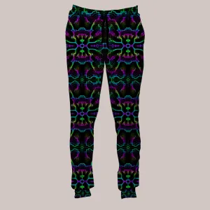 Psychedelic Joggers (UV/RGB, Eco-Friendly, Unisex, Fleece-Lined) | TECHNO SHAMANIC RGB