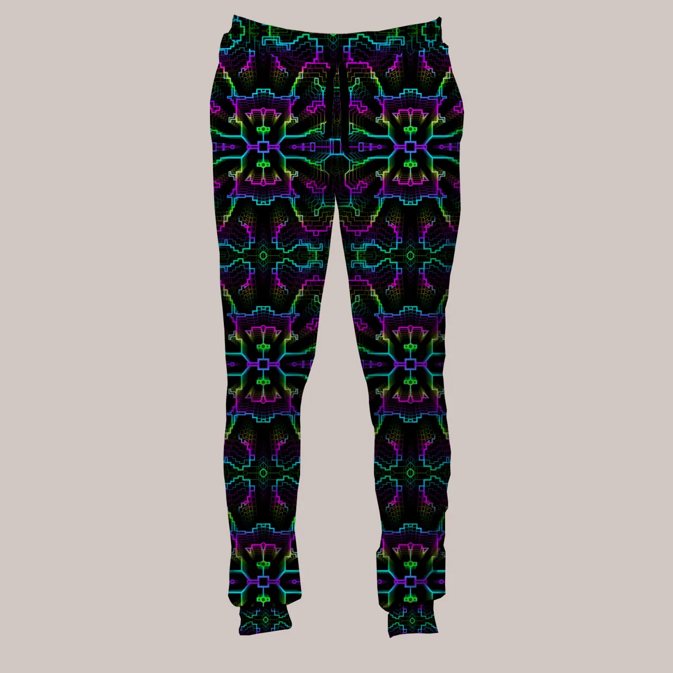 Psychedelic Joggers (UV/RGB, Eco-Friendly, Unisex, Fleece-Lined) | TECHNO SHAMANIC RGB