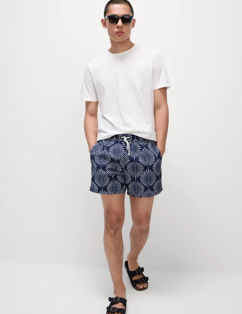 Quick Dry Woodblock Print Swim Shorts