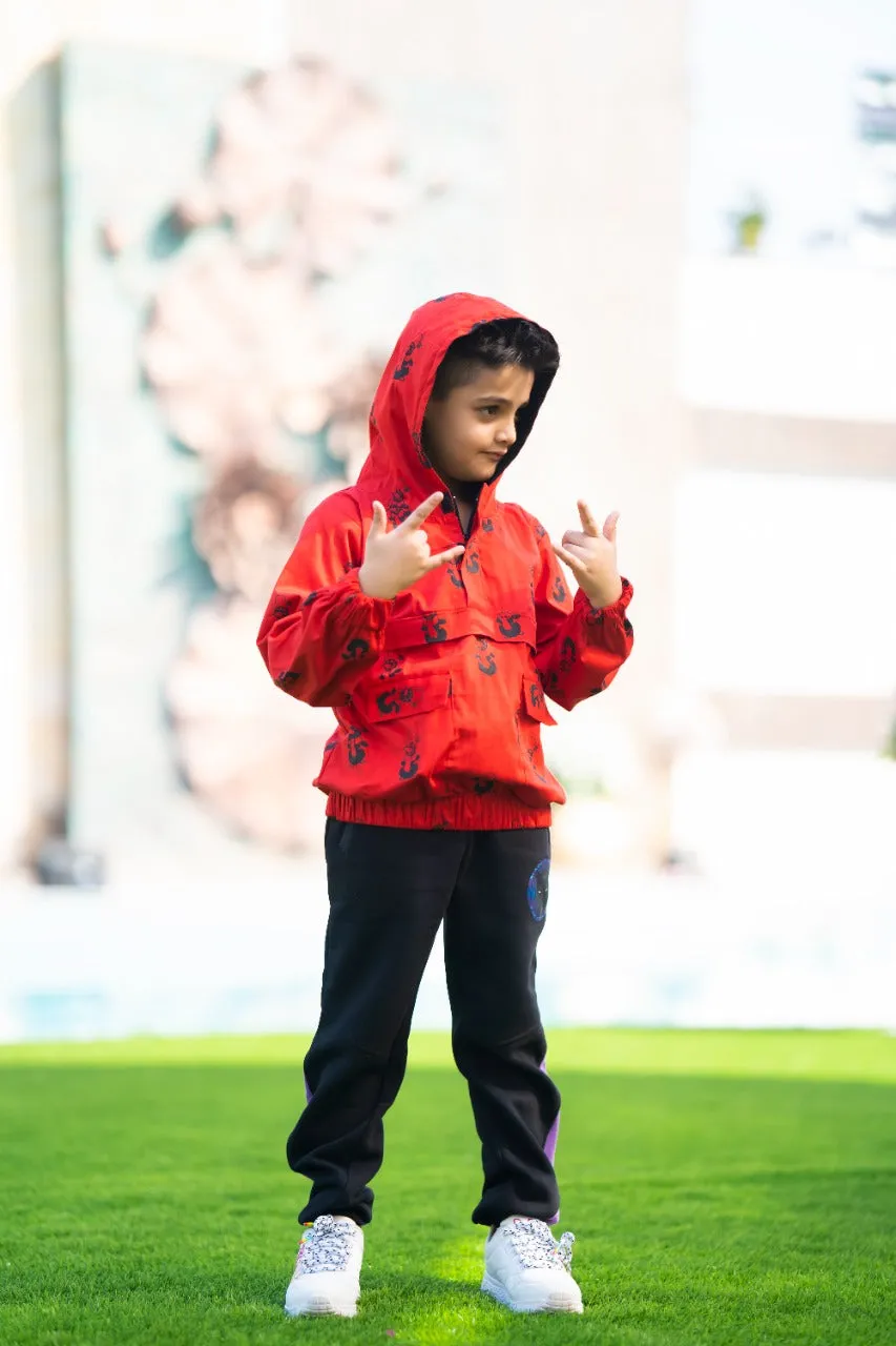 Red Cotton Laycra Penguin Unisex Hoodie