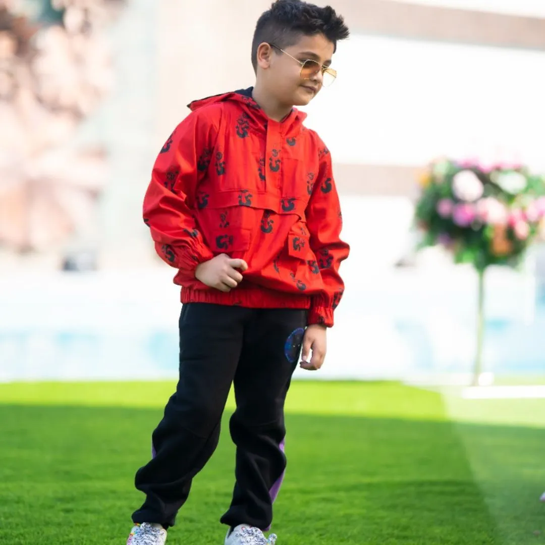 Red Cotton Laycra Penguin Unisex Hoodie