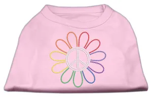 Rhinestone Rainbow Flower Peace Sign Shirts Light Pink S (10)
