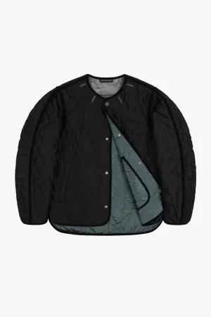 Satin Quilt Jacket - Black / Mineral Green