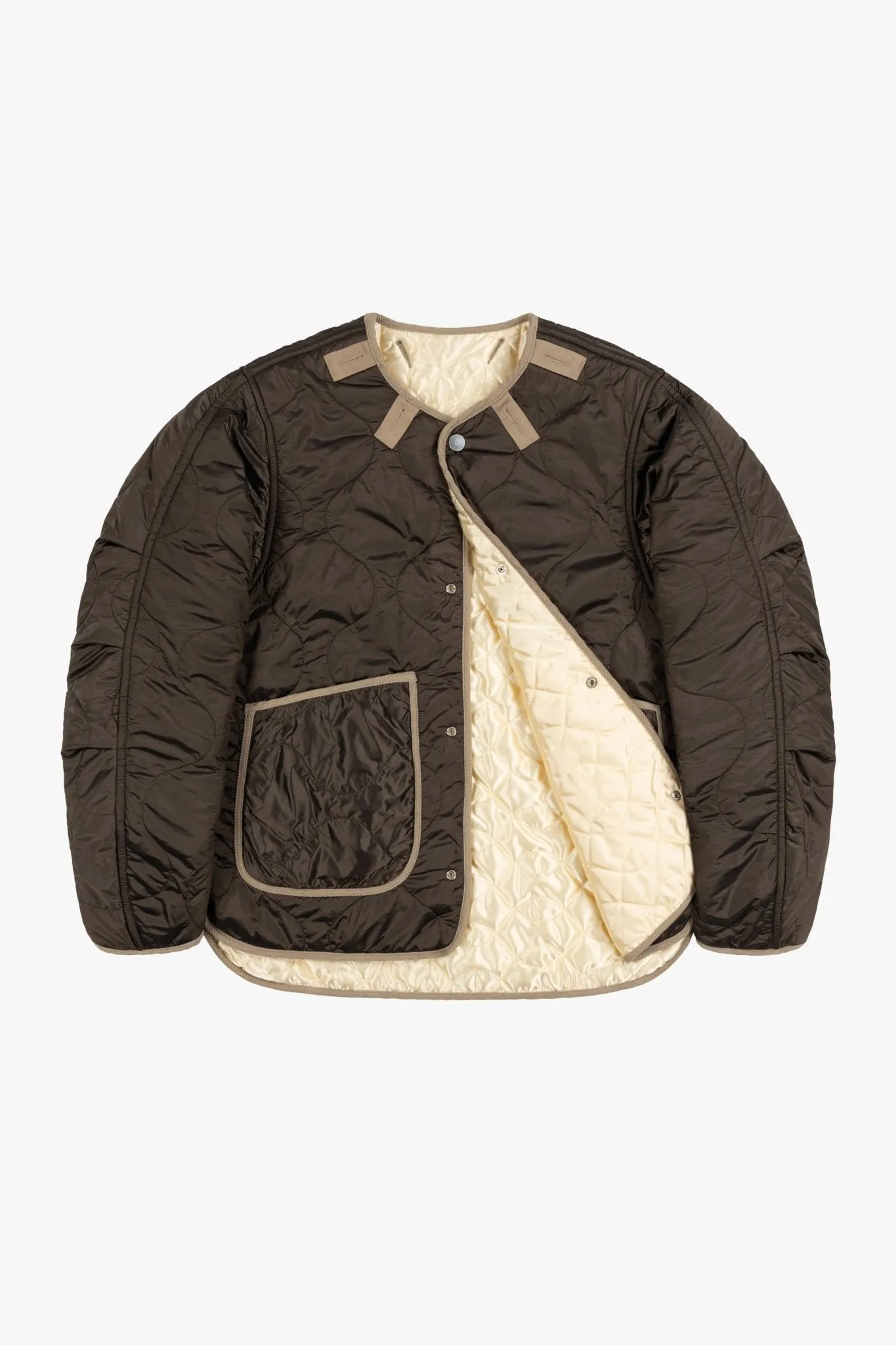 Satin Quilt Jacket - Ivory / Peat
