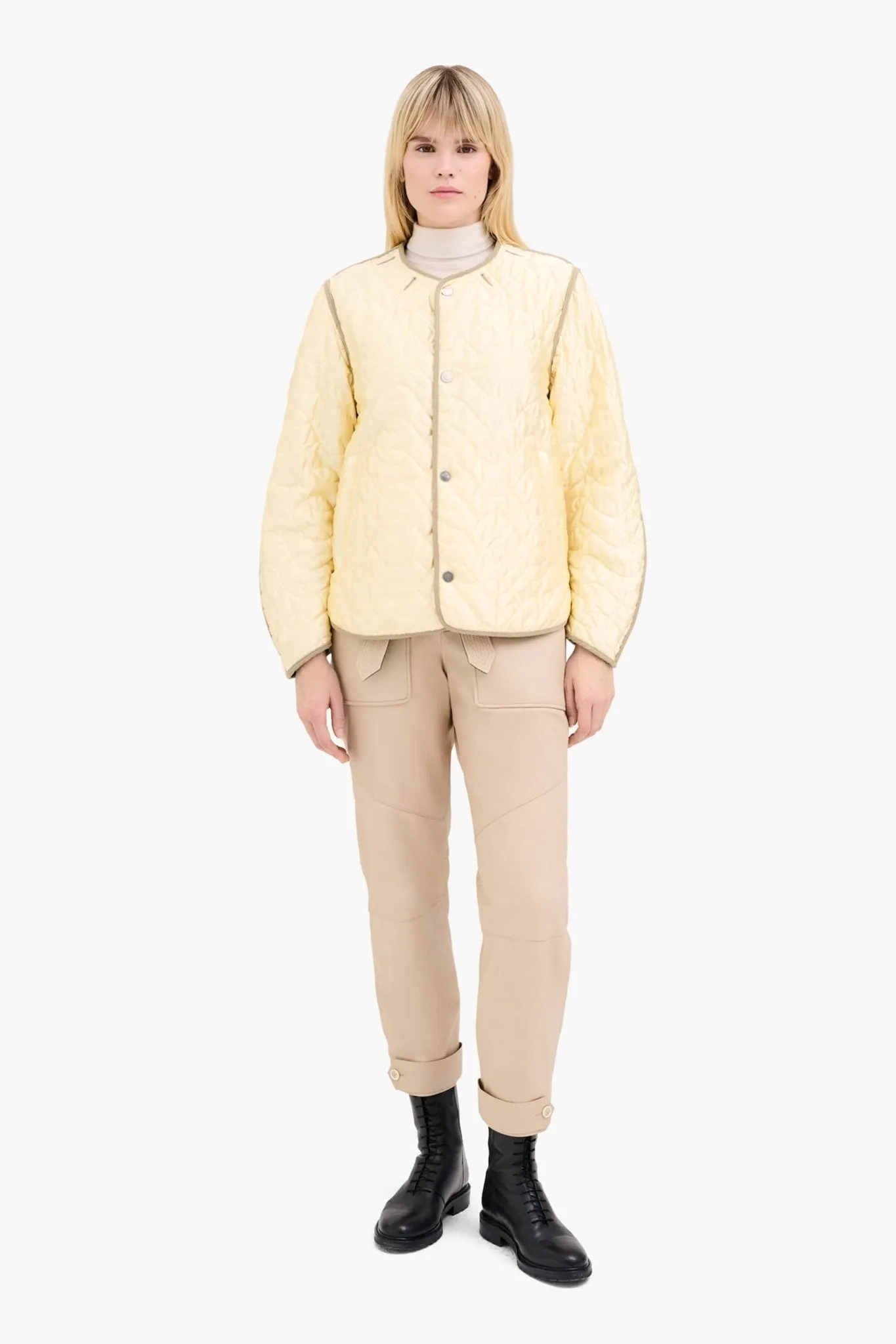Satin Quilt Jacket - Ivory / Peat