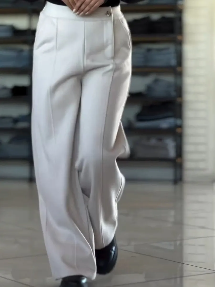 Solid Color Comfortable Straight Pants