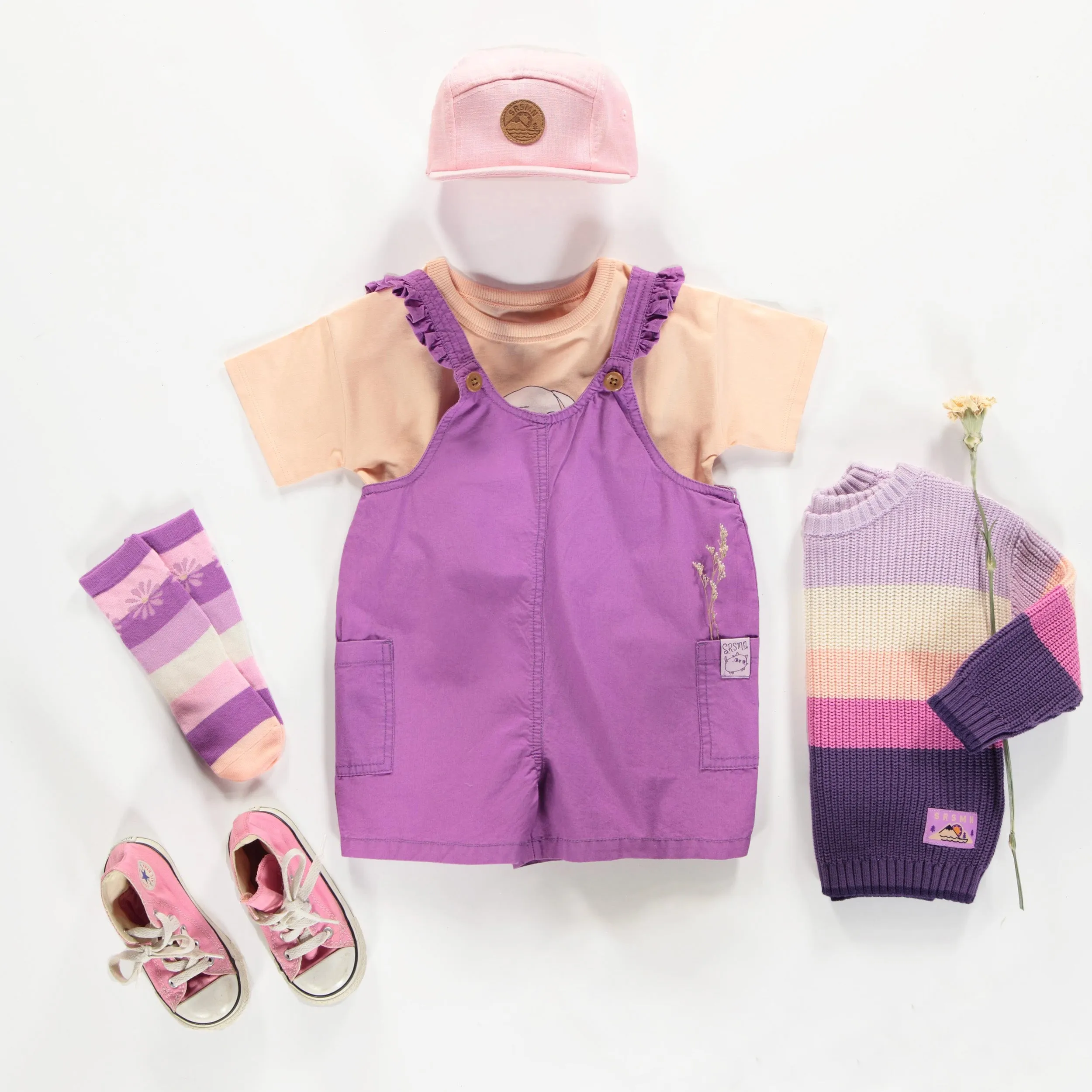 T-shirt à manches courtes de coupe régulière pêche avec illustration, bébé || Peach short sleeves relaxed fit t-shirt with print, baby