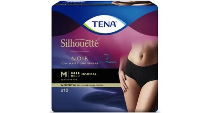 Tena Lady Silhouette Low Waist Noir Pants Medium - 10 Pack