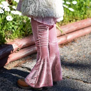Toddler Girls Solid Velvet Flared Pants Girls Wholesale Clothes