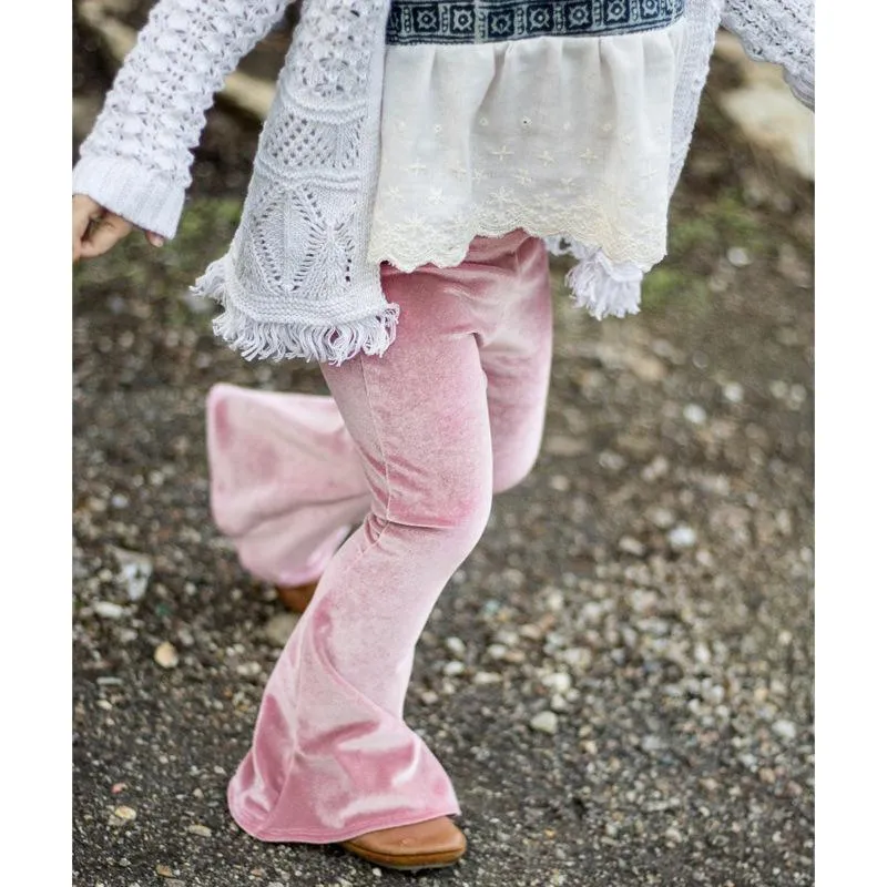 Toddler Girls Solid Velvet Flared Pants Girls Wholesale Clothes