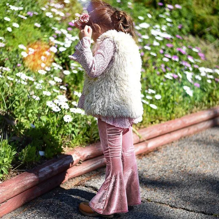 Toddler Girls Solid Velvet Flared Pants Girls Wholesale Clothes