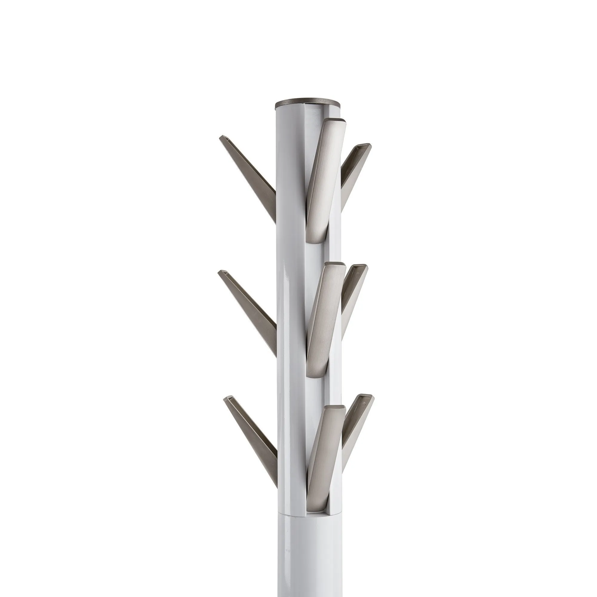 Umbra Flapper Coat Rack, Clothing Hanger, Umbrella Holder, and Hat Organizer, Great for Entryway, White/Nickel