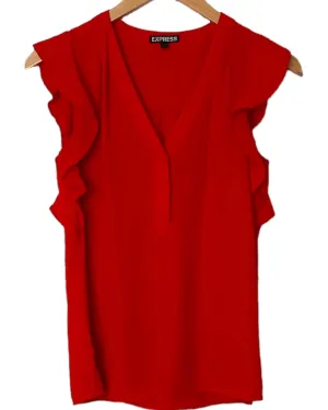 Warm Autumn Blaze V-Neck Ruffle Sleeve Blouse
