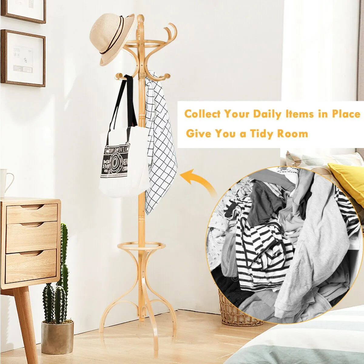 Wooden Coat and Hat Stand-Oak