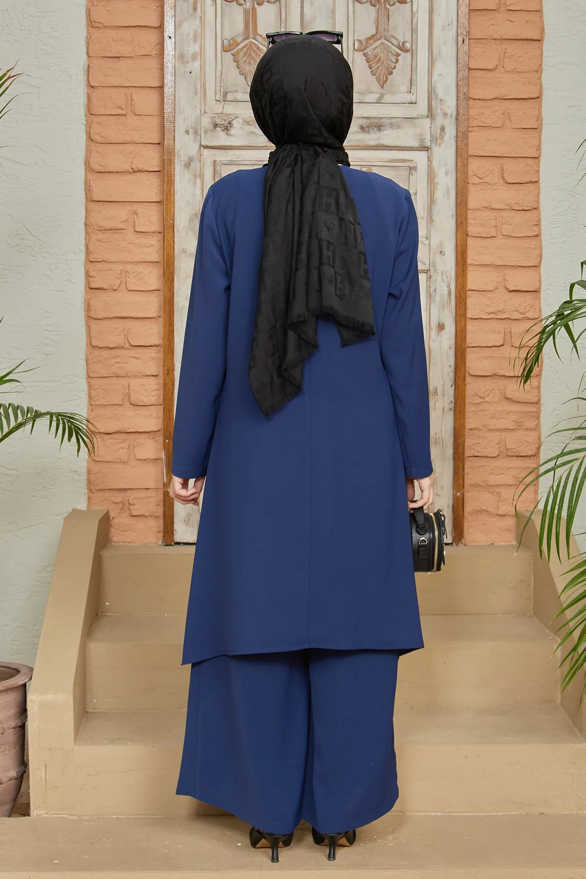 ZRF Women Chain Detailed Tunic Pants Set - Indigo - Reynoldsburg
